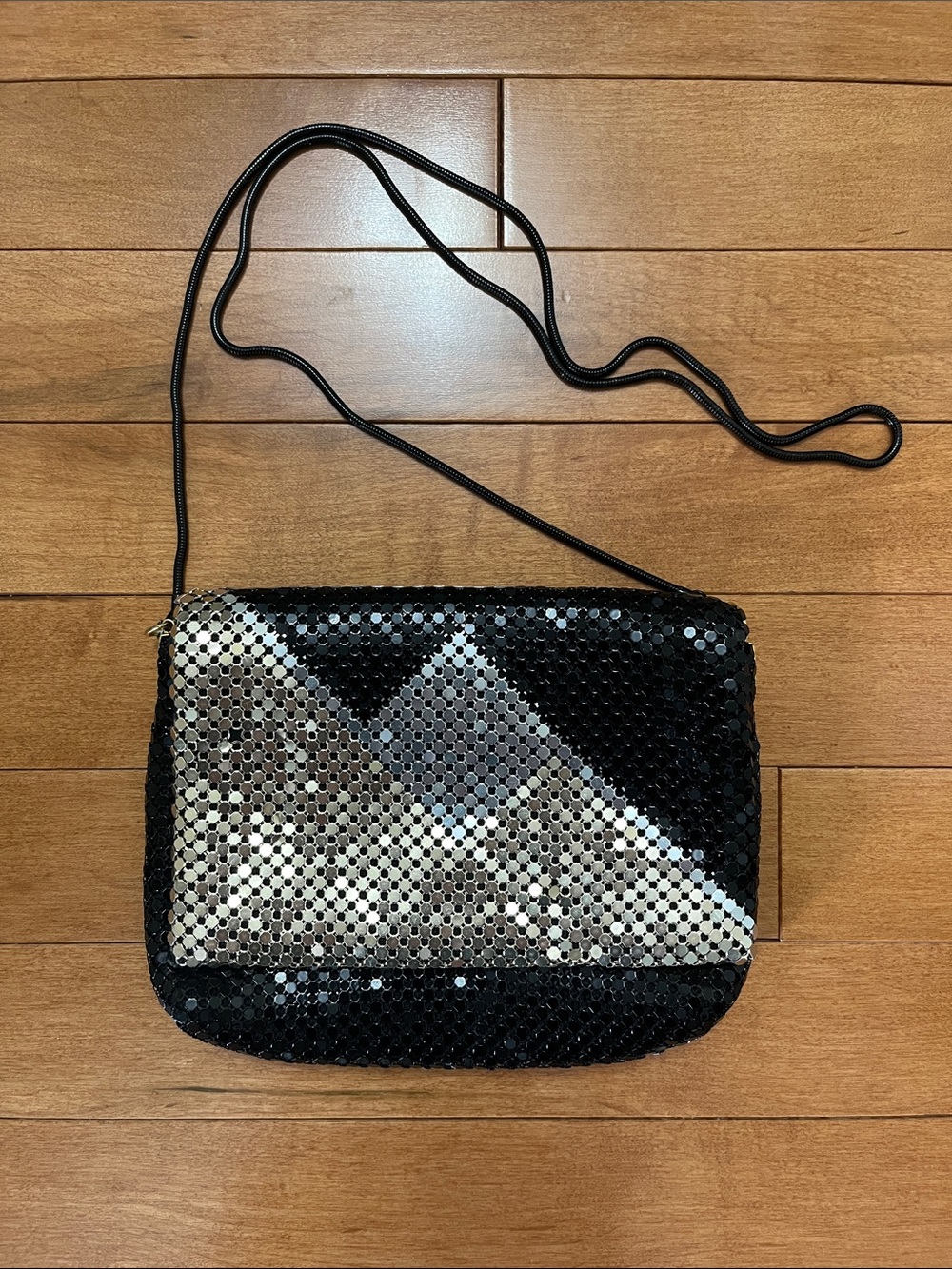 Vintage Black and Silver Sequin Crossbody Bag